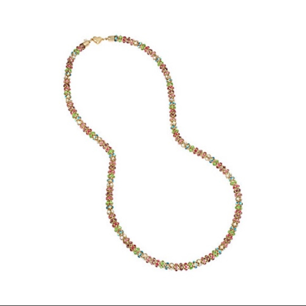 Betsey Johnson Mixed Stone Mesh Tube Long Necklace - Picture 2 of 7